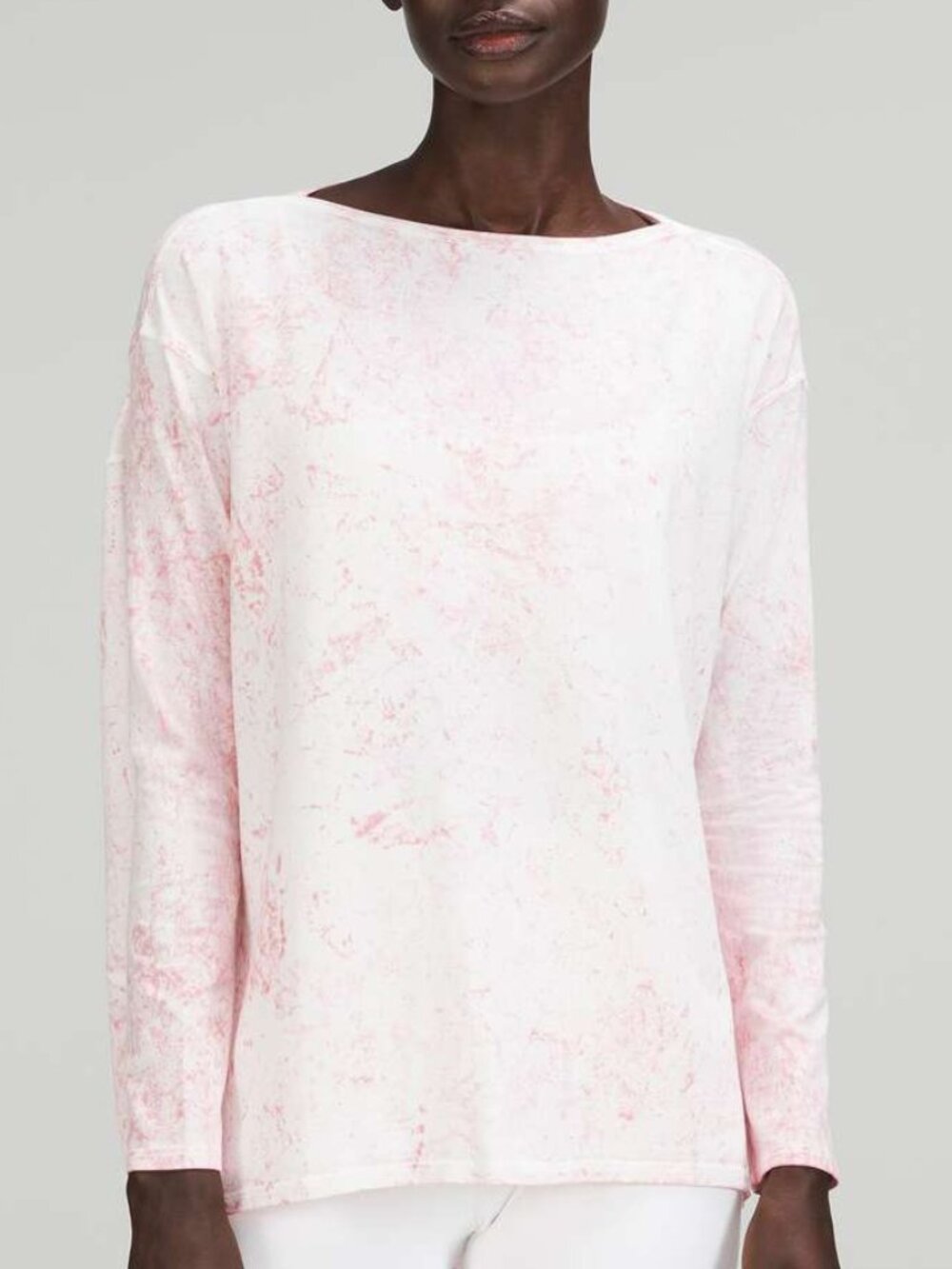 lululemon athletica Cream Tie-Dye Boatneck Long Sleeve Top